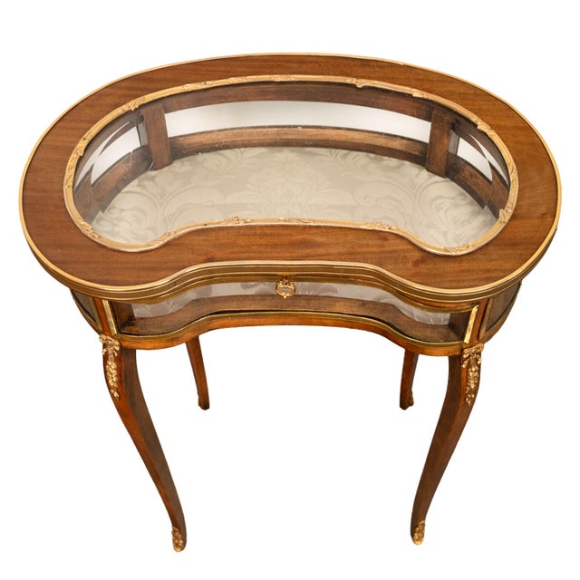 Antique 19thC French Louis XV Ormolu & Walnut Bijouterie Jewelry Table Vitrine, 1880 For Sale - Image 10 of 15