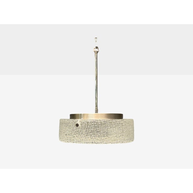 Mid-Century Modern Kaiser Leuchten, Textured Glass, Nickel, Pendant Light, Germany, 1960s For Sale - Image 3 of 8