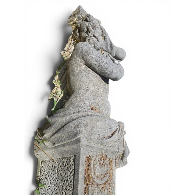 Gray Hand-Carved Stone Sculptures, Early 20th Century, Set of 2 For Sale - Image 8 of 13