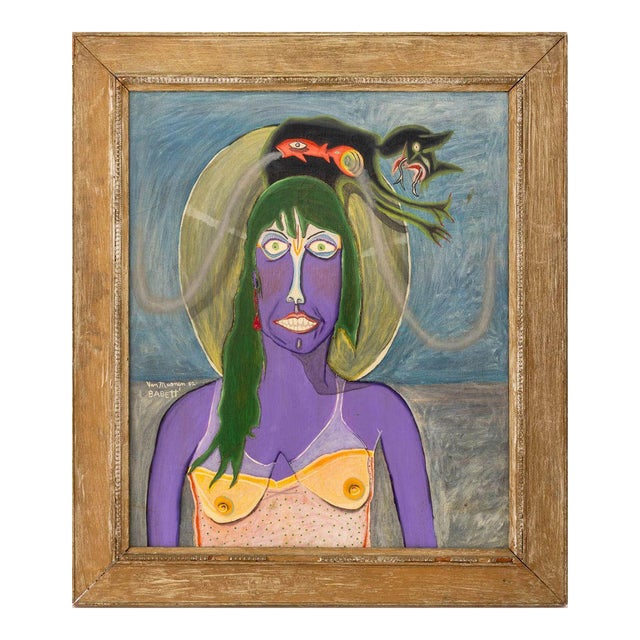 Gregory Van Maanen "Babbett" Oil on Cloth, 1982 For Sale