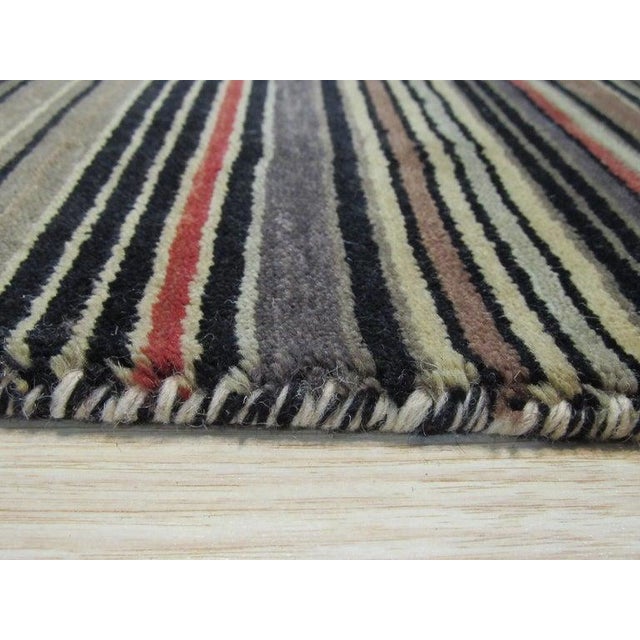 Contemporary 3x5 Multicolor Hand-Knotted Wool Striated Jewel Tones Striped Modern Carpet Rug For Sale - Image 3 of 5