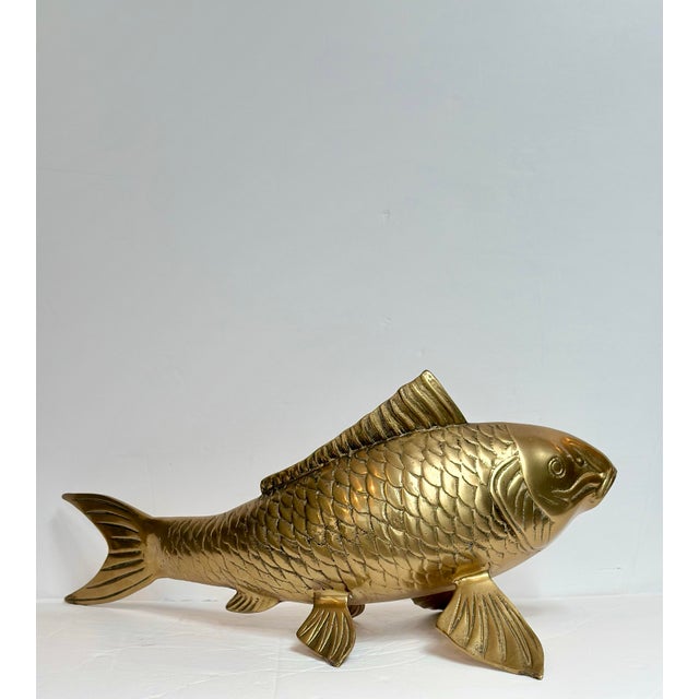 1980s Asian Solid Brass Koi Fish Large Sculpture For Sale In Detroit - Image 6 of 7