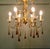French Gilt Tolewear Chandelier with Amber Crystal Teardrops, 1910 For Sale - Image 4 of 9