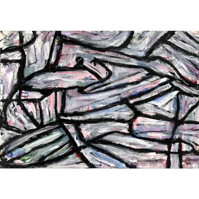 San Francisco Bay area abstract expressionist painting by Honora Berg (American, 1897-1985). A nocturnal setting adds more...