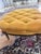 Vintage Louis XVI Style Tufted Gold Ottoman With Brass Paw Feet For Sale In San Diego - Image 6 of 10