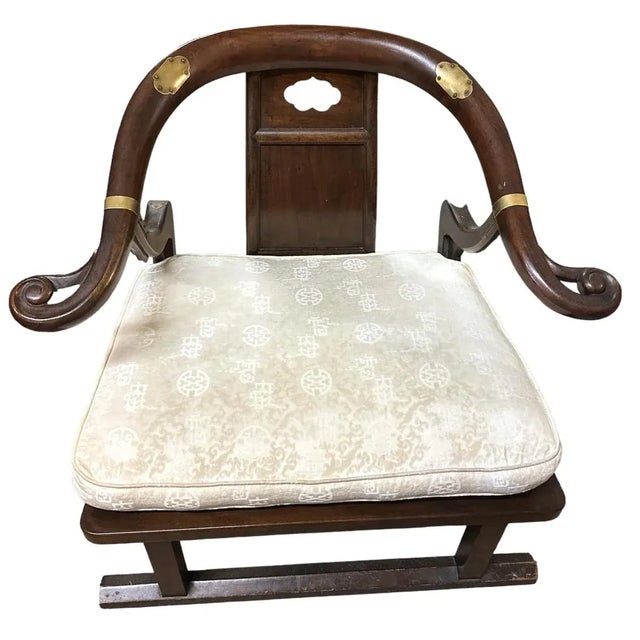 Michael Taylor for Baker Furniture Chinoiserie 'Far East Collection' Horseshoe Chair - Vintage Mid 20th Century