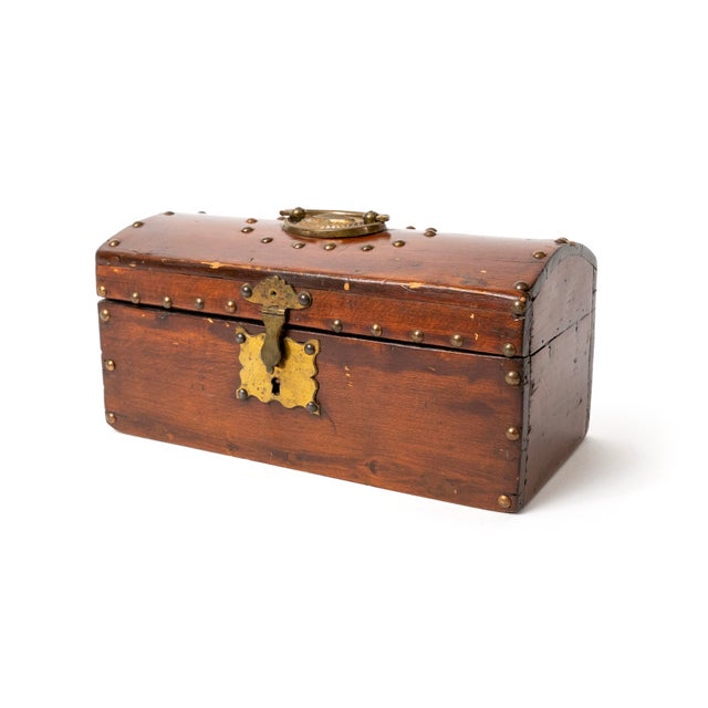 Antique Victorian Tabletop Trunk / Domed Document or Jewelry Box