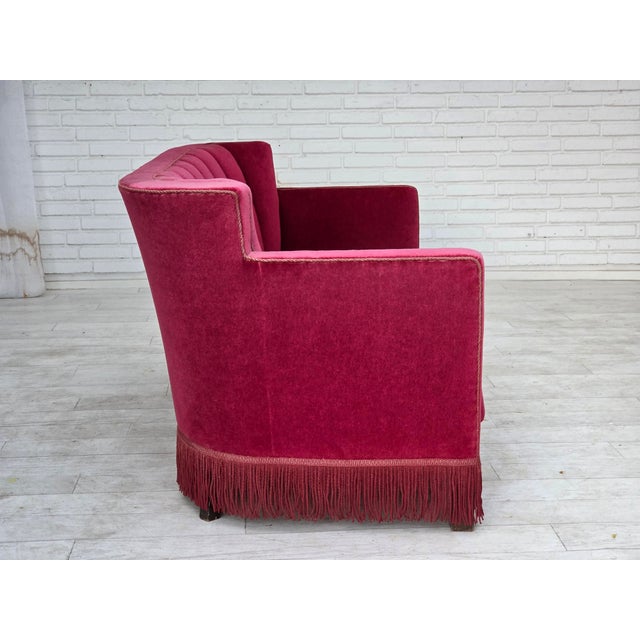 1960s Danish 2-Seater Sofa in Velour with Ash Wood Legs, 1960s For Sale - Image 5 of 17