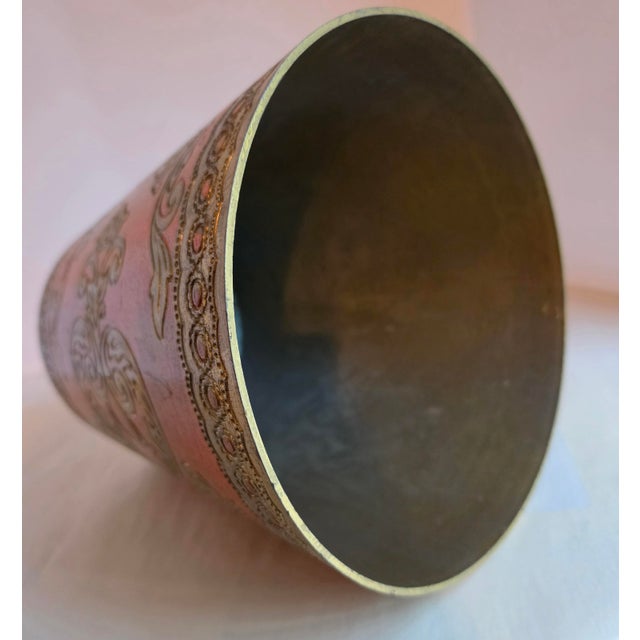 Florentine Florentine Vintage Giltwood Wastebasket Burnt Orange /Gold For Sale - Image 4 of 6