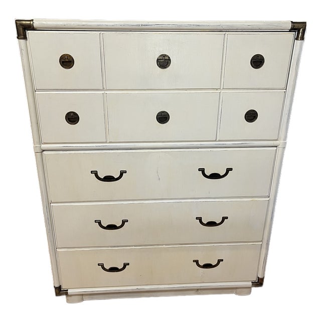 1970s Drexel Heritage Accolade Highboy Campaign Dresser For Sale