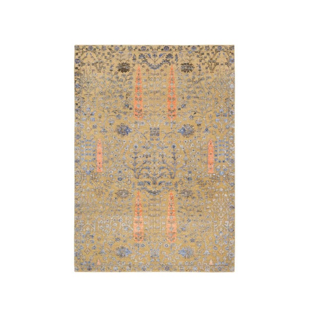 Almond Brown, Hand Knotted Cypress Tree Design, Silk With Textured Wool, Oriental Rug For Sale - Image 9 of 9