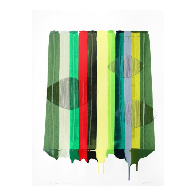 Fils I Colors DCLXIV - Vivid Abstract Contemporary Textile on Paper Original Artwork by Raul De La Torre For Sale