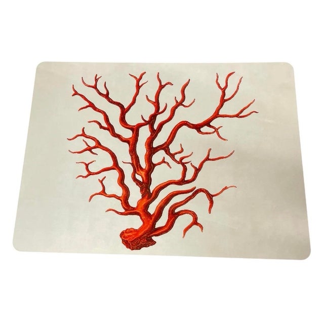 2000 - 2009 Vintage Italian Red Coral Cork-Backed Placemats - Set of 6 For Sale - Image 5 of 11