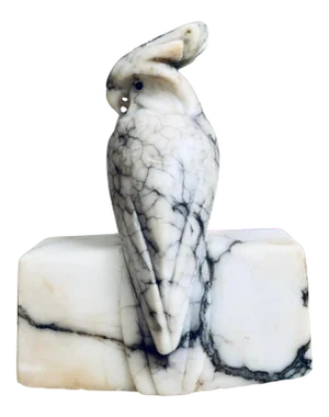 1930s Italian Marble Hand Carved Cockatoo