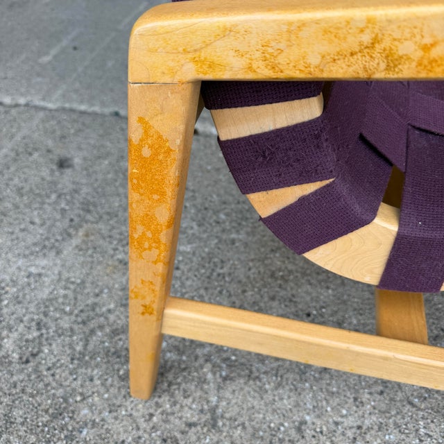 Jens Risom for Knoll Maroon Strap Lounge Chair For Sale - Image 9 of 12