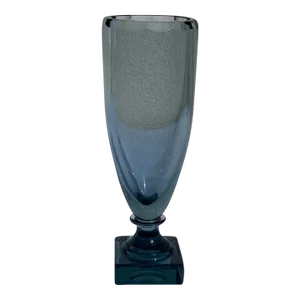 Vintage Mid 20th Century Slate Blue Glass Footed Vase