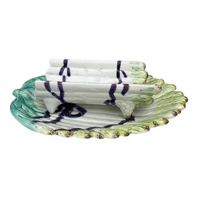 German Majolica Asparagus Platter Circa 1900 For Sale