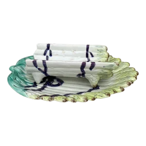 German Majolica Asparagus Platter Circa 1900