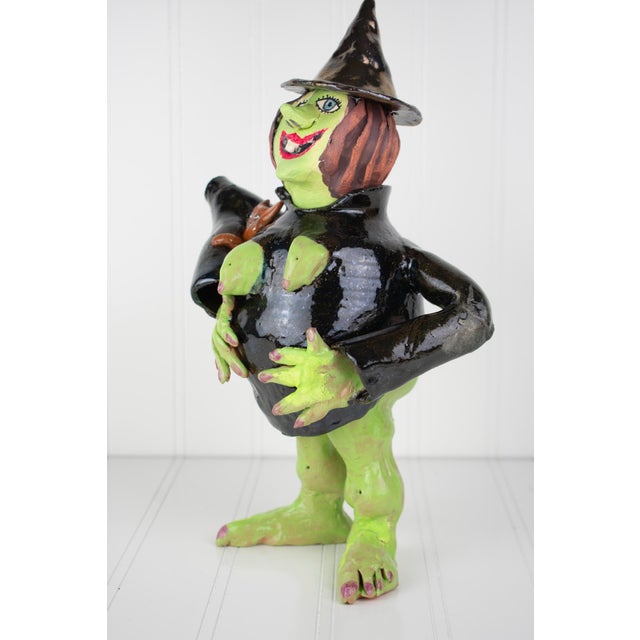 1990s Signed Postmodern Feminist Sculptural Pottery - Witch Teapot For Sale - Image 5 of 17