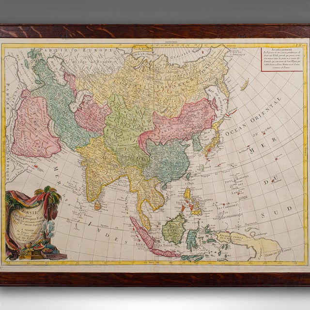 Antique Map of Asia, French, Framed, Atlas, Continental Cartography, Georgian For Sale - Image 4 of 12