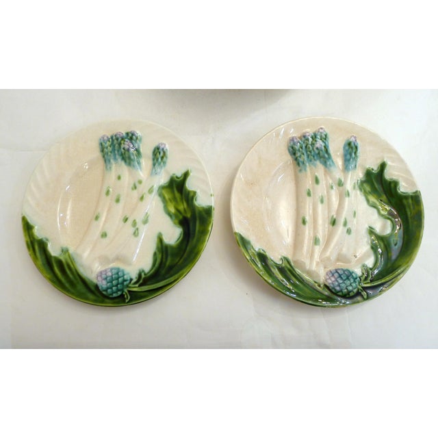 Antique Asparagus Plates in Salins Earthenware, 1890s, Set of 8 For Sale - Image 4 of 16