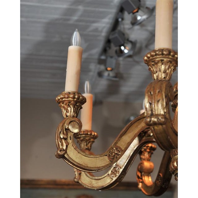 Eight Arm Carved Giltwood Chandelier For Sale - Image 4 of 8