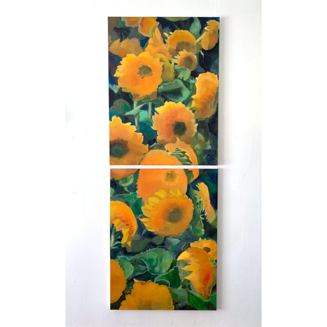 2020s "Sunflower Field 1" Original Oil Painting on Canvas by Neicy Frey For Sale - Image 5 of 6