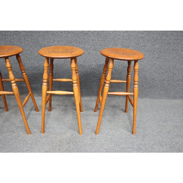 Oak Barstools Set/4 For Sale - Image 11 of 11