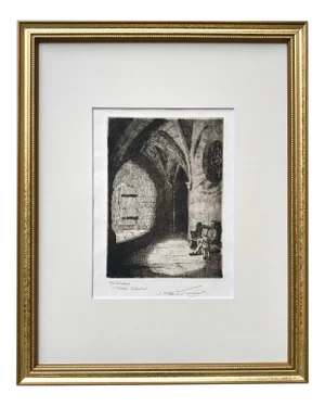 Antique Etching Church Interior by Joseph Mallord William Turner