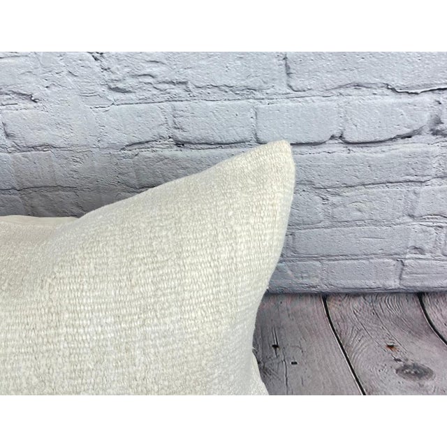 Turkish 16 x 24 Hemp Pillow Turkish Cushion Natural White Pillow Cushion Cover For Sale - Image 3 of 4