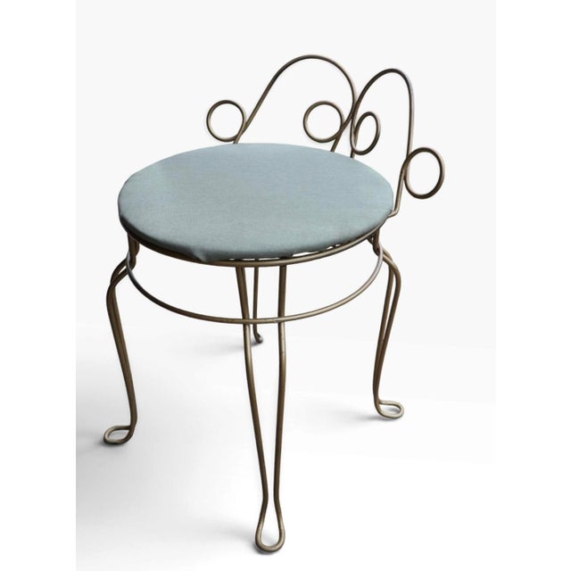 Metal Wire Framed Hollywood Regency Style Vanity Stool Bench C. 1950/60's For Sale - Image 7 of 10