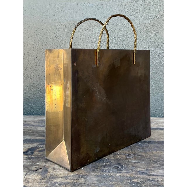 Vintage Brass Shopping Bag For Sale In West Palm - Image 6 of 12