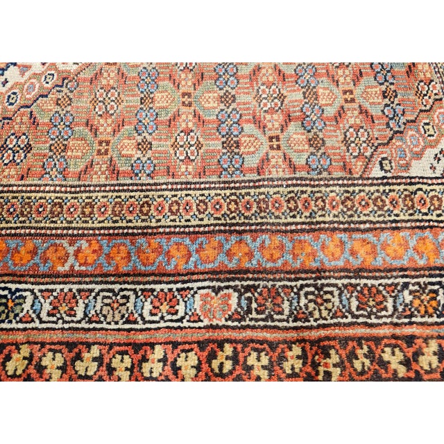 Persian Antique Persian Serab Camel Hair Runner Rug, Hand-Knotted Wool, Geometric Pattern, Red & Green, 3x13 For Sale - Image 3 of 17