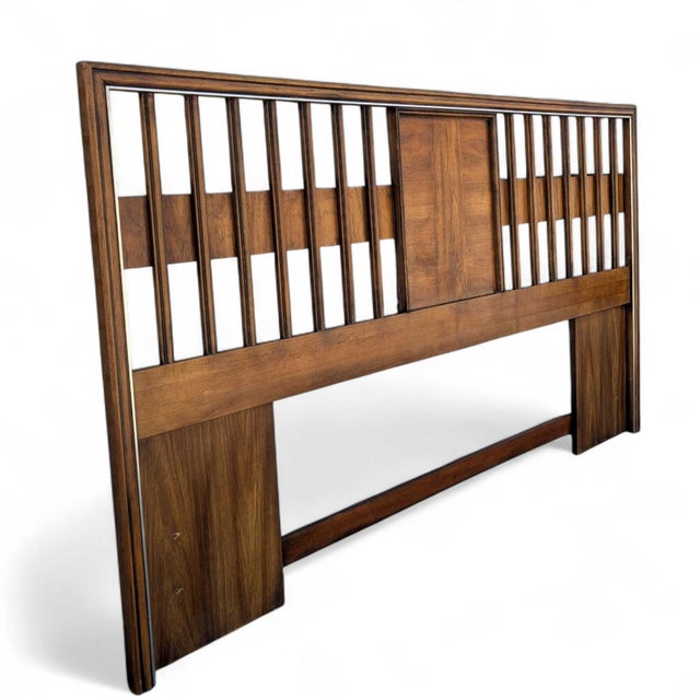 Mid-Century Modern Mid-Century Modern Walnut Veneer King Headboard With Chrome Trim For Sale - Image 3 of 18