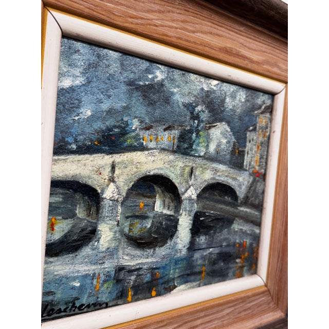 Early 20th Century Early 20th Century Oil on Canvas "Bridge Over Canal" For Sale - Image 5 of 6