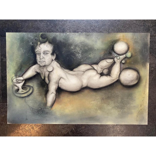 José Gerson, Surrealist Composition No. 3, Pastel on Paper, 1980 For Sale - Image 4 of 7