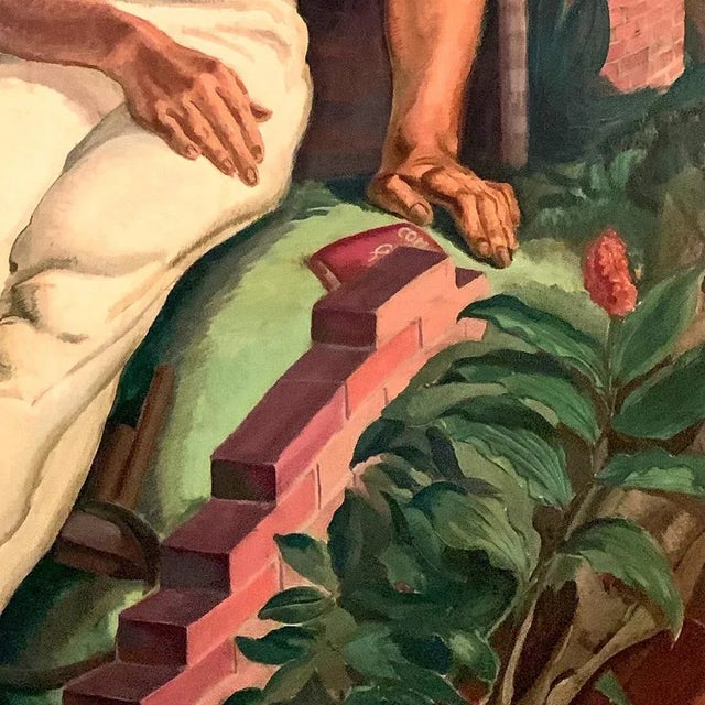 American Early 20th Century "Bricklayer at Rest" Regionalist Style Portrait Oil Painting by Paul Ulen, Framed For Sale - Image 3 of 4