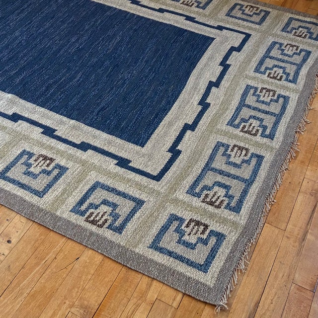 Mid-Century Modern 1940s Vintage Swedish Killim by Aina Kånge For Sale - Image 3 of 6