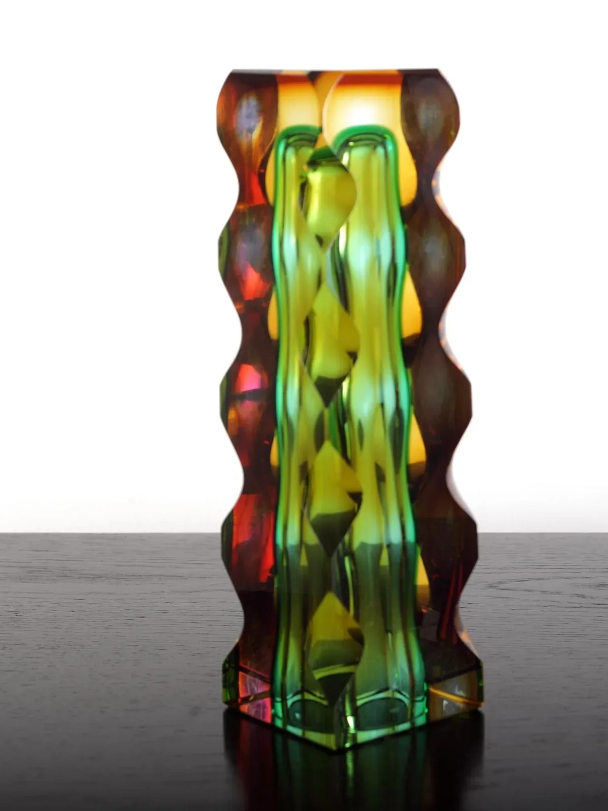 Mid-Century Czech Bohemian Glass Exbor Vase by Oldrich Lipsky for