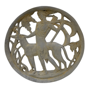 Early 20th Century Art Deco Architectural Diana the Huntress Plaster Medallion / Plaque