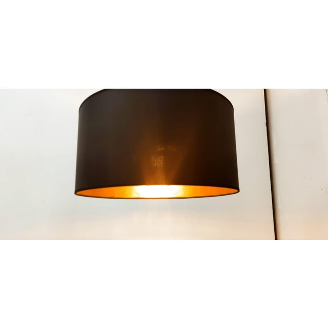 Lackfolie with Gold Interior Silk Cord Suspension Light, in Flawless conditions. Designed 1970 to 1979 Up to 250V...