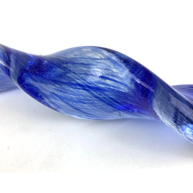 Artisan made swirly turning solid glass cobalt blue garden ornament. We have 2 of these in separate listings. In perfect...