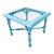 70's Vintage Lane Faux Bamboo Glass Top End Table Newly Painted Robins Egg Blue For Sale