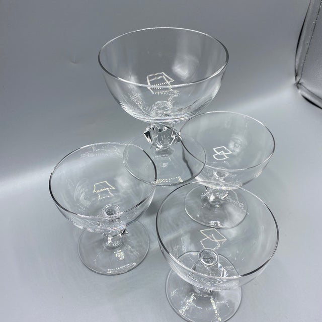 Hollywood Regency Aquarius Clear by Bryce Champagne/Shebert Crystal Stemware - Set of 4 For Sale - Image 3 of 12