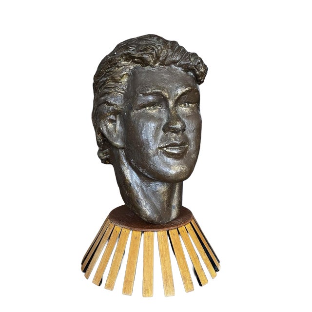 Bust of Young Man on Display Stand For Sale