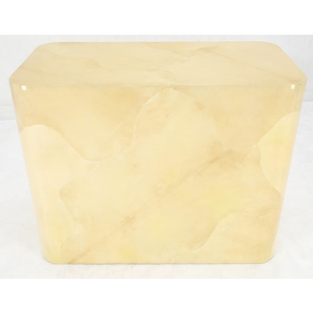 Parchment Goat Skin Leather Single Base 3/4" Glass Top Rectangle Dining Conference Table MINT!