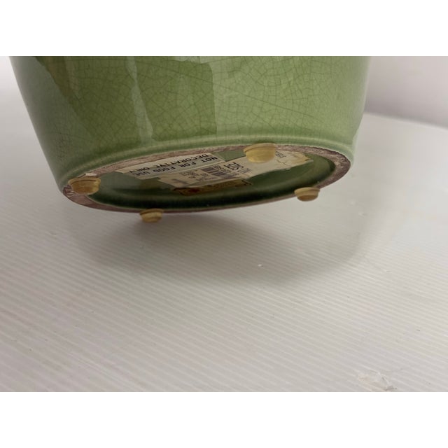 Leona for Neiman Marcus Italian Green Crackle-Glazed Ceramic Vase For Sale - Image 12 of 12