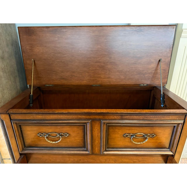 Wood New Carved Cherry Wine Cabinet Bar With Flip-Top For Sale - Image 7 of 9