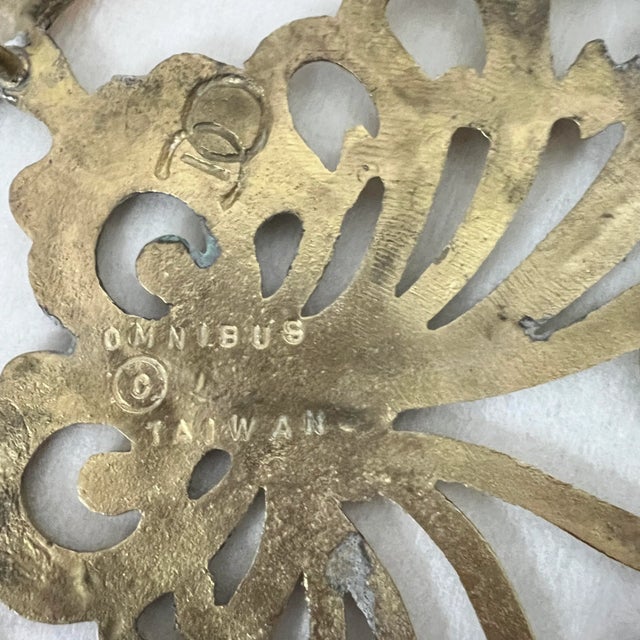 Chinoiserie Mid Century Brass Butterfly Trivet For Sale - Image 3 of 3