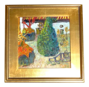 "The Garden" Contemporary Landscape Oil Painting by Martha Holden, Framed